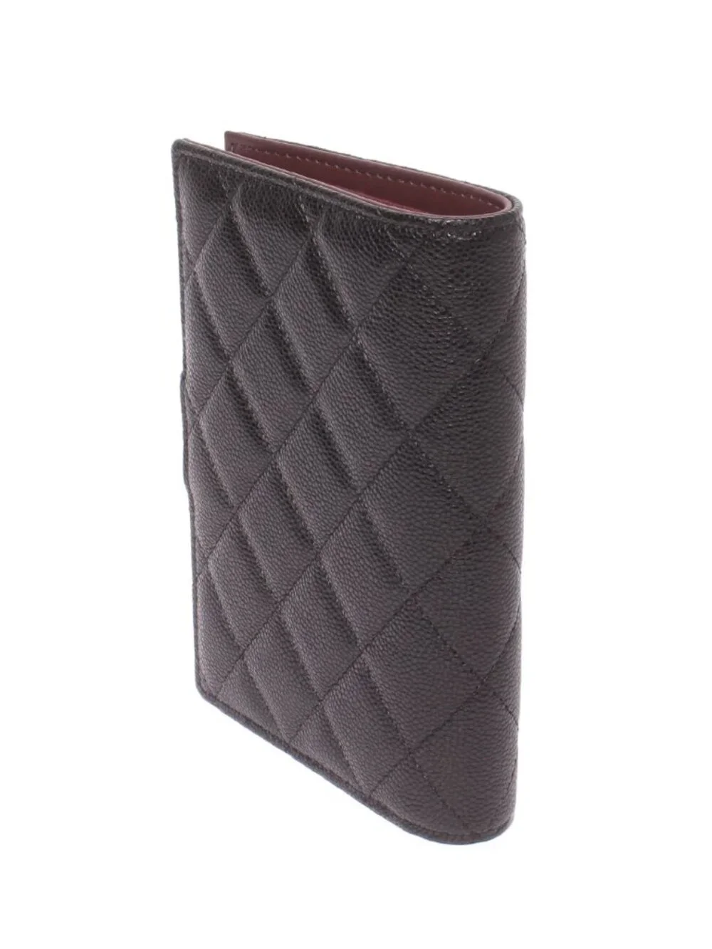 Chanel Bifold Wallet Passport Case Quilted Gold Caviar Leather
